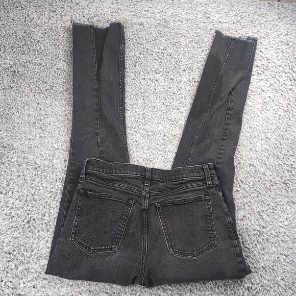 Abercrombie & Fitch Jeans Women 8 Black The Skinny High Rise Chore Distressed - Picture 1 of 11
